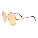 Womens Oversize Round Inlay Tortoise Metal Rim Fashion Sunglasses