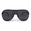 Show Light Rhinetone Shield Wrap Racer Metal Rim Sunglasses