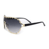 Show Light Rhinetone Shield Wrap Racer Metal Rim Sunglasses