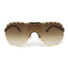 Show Light Rhinetone Shield Wrap Racer Metal Rim Sunglasses