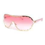 Show Light Rhinetone Shield Wrap Racer Metal Rim Sunglasses