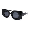 Womens Retro Mod Thick Plastic Rectangle Round Lens Sunglasses