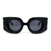 Womens Retro Mod Thick Plastic Rectangle Round Lens Sunglasses