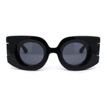 Womens Retro Mod Thick Plastic Rectangle Round Lens Sunglasses