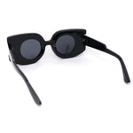 Womens Retro Mod Thick Plastic Rectangle Round Lens Sunglasses