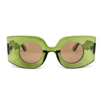 Womens Retro Mod Thick Plastic Rectangle Round Lens Sunglasses