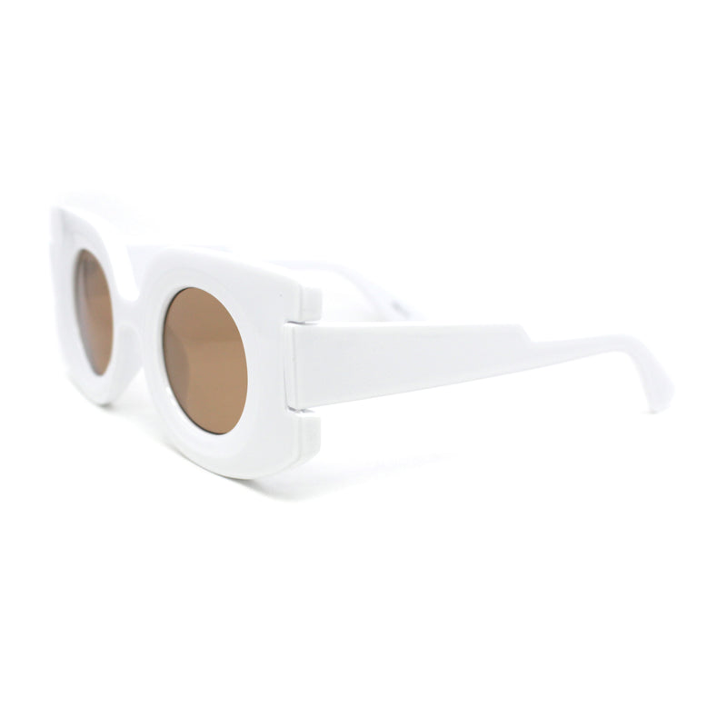 Womens Retro Mod Thick Plastic Rectangle Round Lens Sunglasses