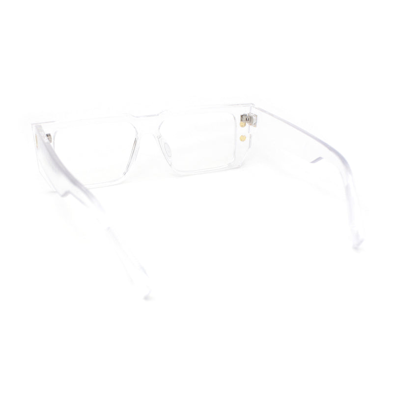 Rectangular Mobster Flat Top Clear Lens Retro Fashion Eyeglasses