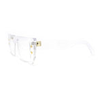 Rectangular Mobster Flat Top Clear Lens Retro Fashion Eyeglasses