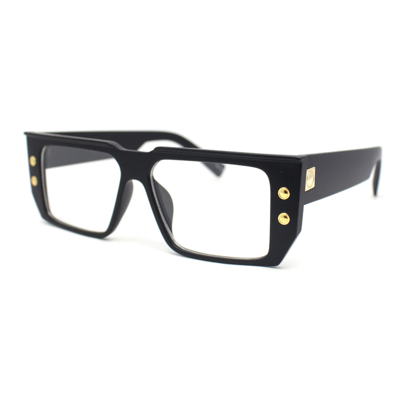 Rectangular Mobster Flat Top Clear Lens Retro Fashion Eyeglasses