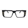 Rectangular Mobster Flat Top Clear Lens Retro Fashion Eyeglasses