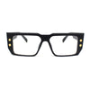 Rectangular Mobster Flat Top Clear Lens Retro Fashion Eyeglasses