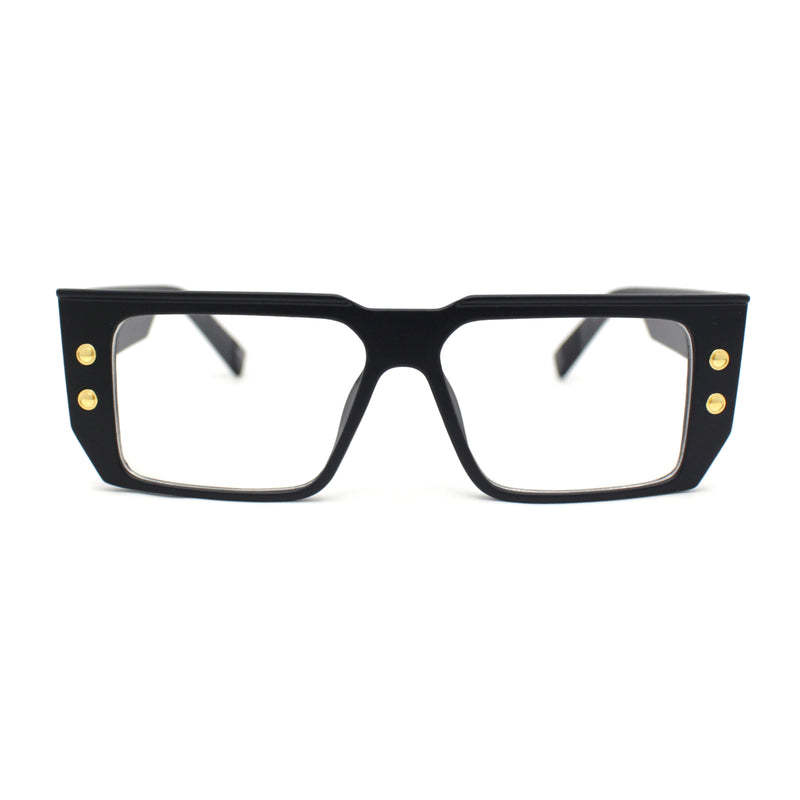 Rectangular Mobster Flat Top Clear Lens Retro Fashion Eyeglasses