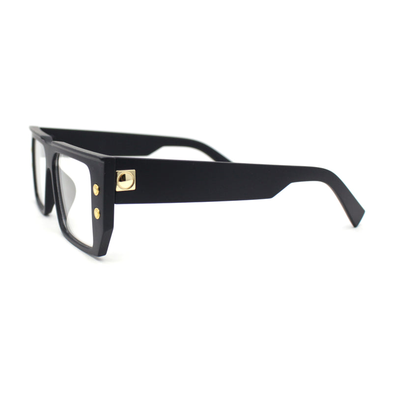 Rectangular Mobster Flat Top Clear Lens Retro Fashion Eyeglasses