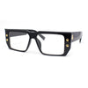 Rectangular Mobster Flat Top Clear Lens Retro Fashion Eyeglasses