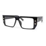 Rectangular Mobster Flat Top Clear Lens Retro Fashion Eyeglasses