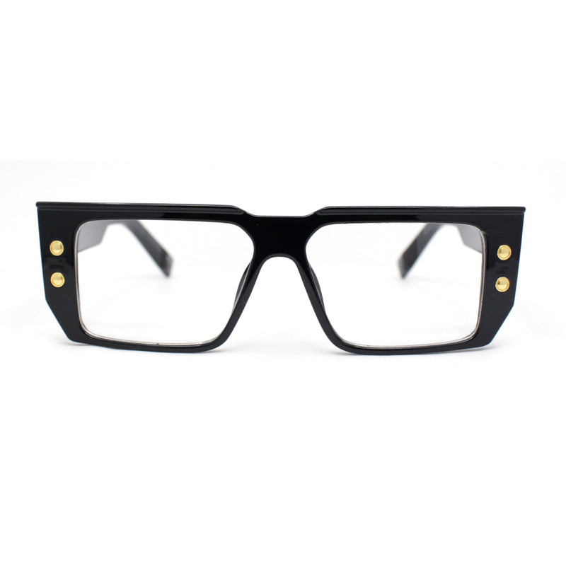 Rectangular Mobster Flat Top Clear Lens Retro Fashion Eyeglasses