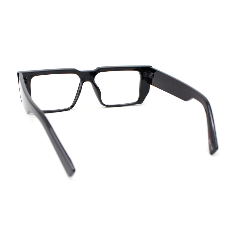 Rectangular Mobster Flat Top Clear Lens Retro Fashion Eyeglasses