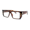 Rectangular Mobster Flat Top Clear Lens Retro Fashion Eyeglasses