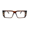 Rectangular Mobster Flat Top Clear Lens Retro Fashion Eyeglasses