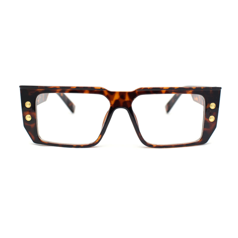 Rectangular Mobster Flat Top Clear Lens Retro Fashion Eyeglasses