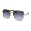 Rimless Luxury Bevel Lens Mens Rectangle Officer Cop Sunglasses