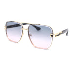 Rimless Luxury Bevel Lens Mens Rectangle Officer Cop Sunglasses