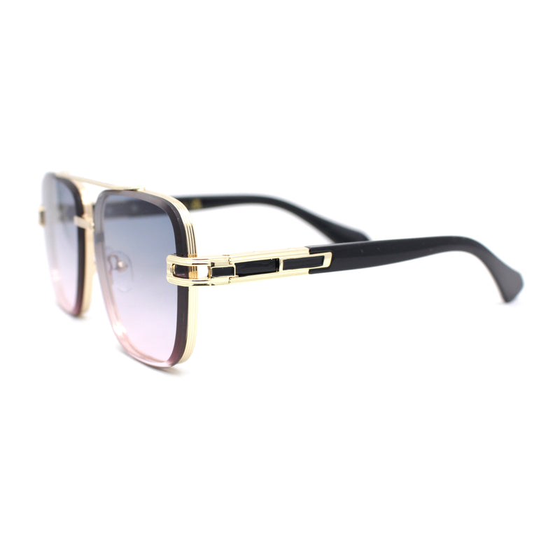 Rimless Luxury Bevel Lens Mens Rectangle Officer Cop Sunglasses