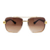 Rimless Luxury Bevel Lens Mens Rectangle Officer Cop Sunglasses