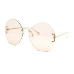 Womens Oversized Metal Frame Rimless Butterfly Glam Sunglasses