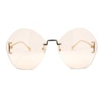 Womens Oversized Metal Frame Rimless Butterfly Glam Sunglasses