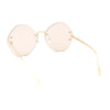 Womens Oversized Metal Frame Rimless Butterfly Glam Sunglasses