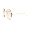 Womens Oversized Metal Frame Rimless Butterfly Glam Sunglasses