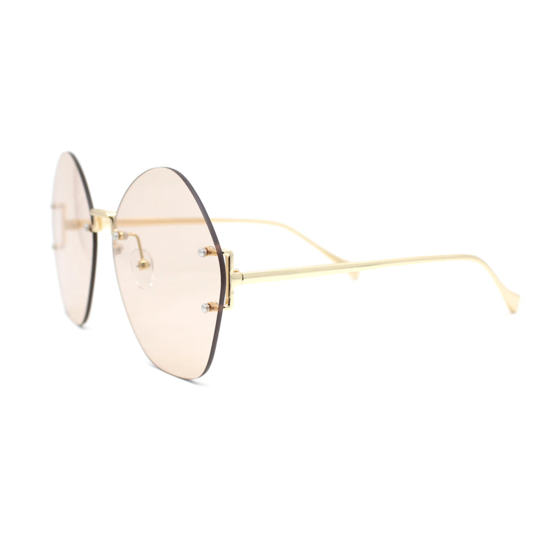 Womens Oversized Metal Frame Rimless Butterfly Glam Sunglasses