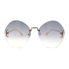 Womens Oversized Metal Frame Rimless Butterfly Glam Sunglasses