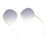 Womens Oversized Metal Frame Rimless Butterfly Glam Sunglasses