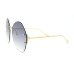 Womens Oversized Metal Frame Rimless Butterfly Glam Sunglasses