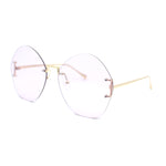 Womens Oversized Metal Frame Rimless Butterfly Glam Sunglasses