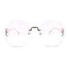 Womens Oversized Metal Frame Rimless Butterfly Glam Sunglasses