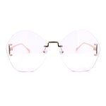 Womens Oversized Metal Frame Rimless Butterfly Glam Sunglasses