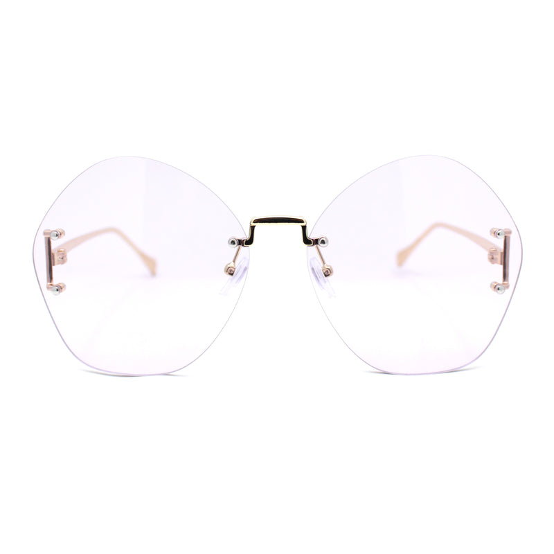 Womens Oversized Metal Frame Rimless Butterfly Glam Sunglasses