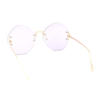 Womens Oversized Metal Frame Rimless Butterfly Glam Sunglasses