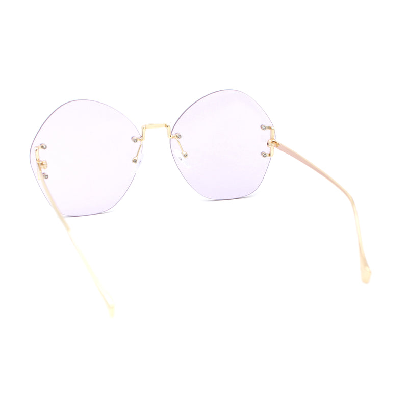 Womens Oversized Metal Frame Rimless Butterfly Glam Sunglasses