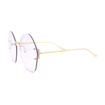 Womens Oversized Metal Frame Rimless Butterfly Glam Sunglasses