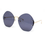 Womens Oversized Metal Frame Rimless Butterfly Glam Sunglasses