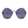 Womens Oversized Metal Frame Rimless Butterfly Glam Sunglasses