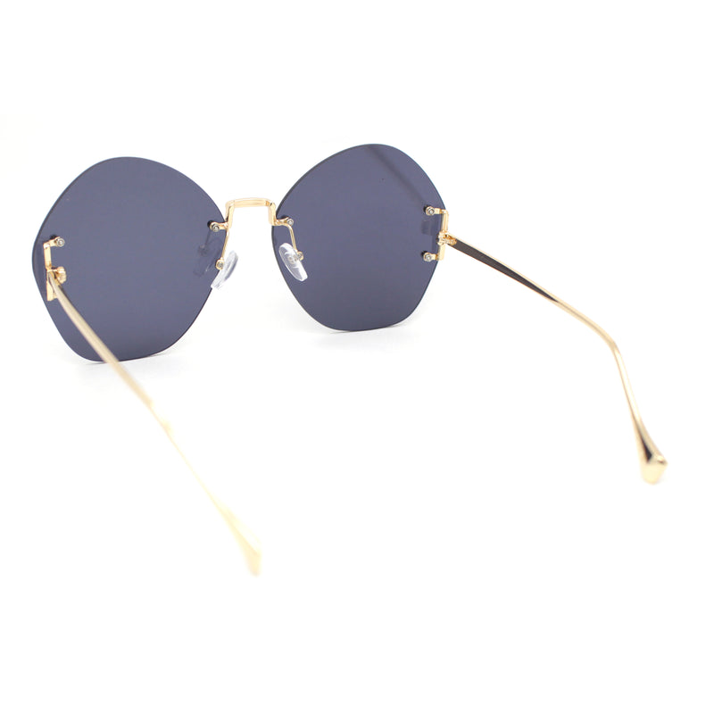 Womens Oversized Metal Frame Rimless Butterfly Glam Sunglasses