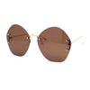 Womens Oversized Metal Frame Rimless Butterfly Glam Sunglasses