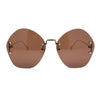 Womens Oversized Metal Frame Rimless Butterfly Glam Sunglasses