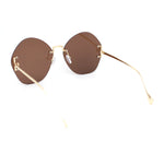 Womens Oversized Metal Frame Rimless Butterfly Glam Sunglasses